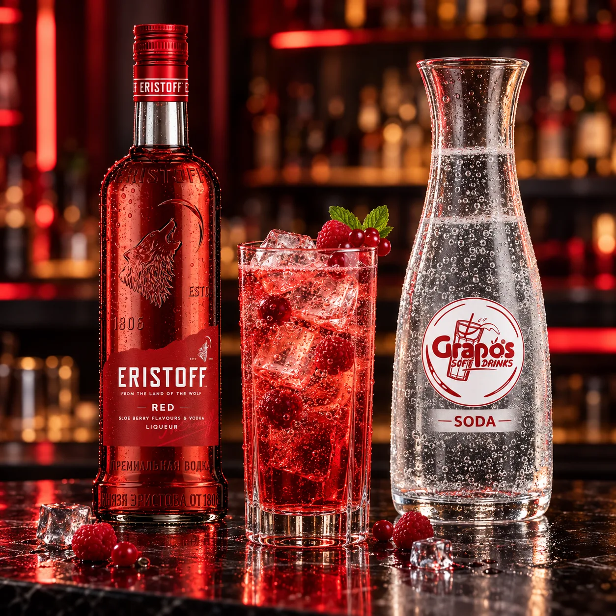 Eristoff Red mit 1L Grapos Soda