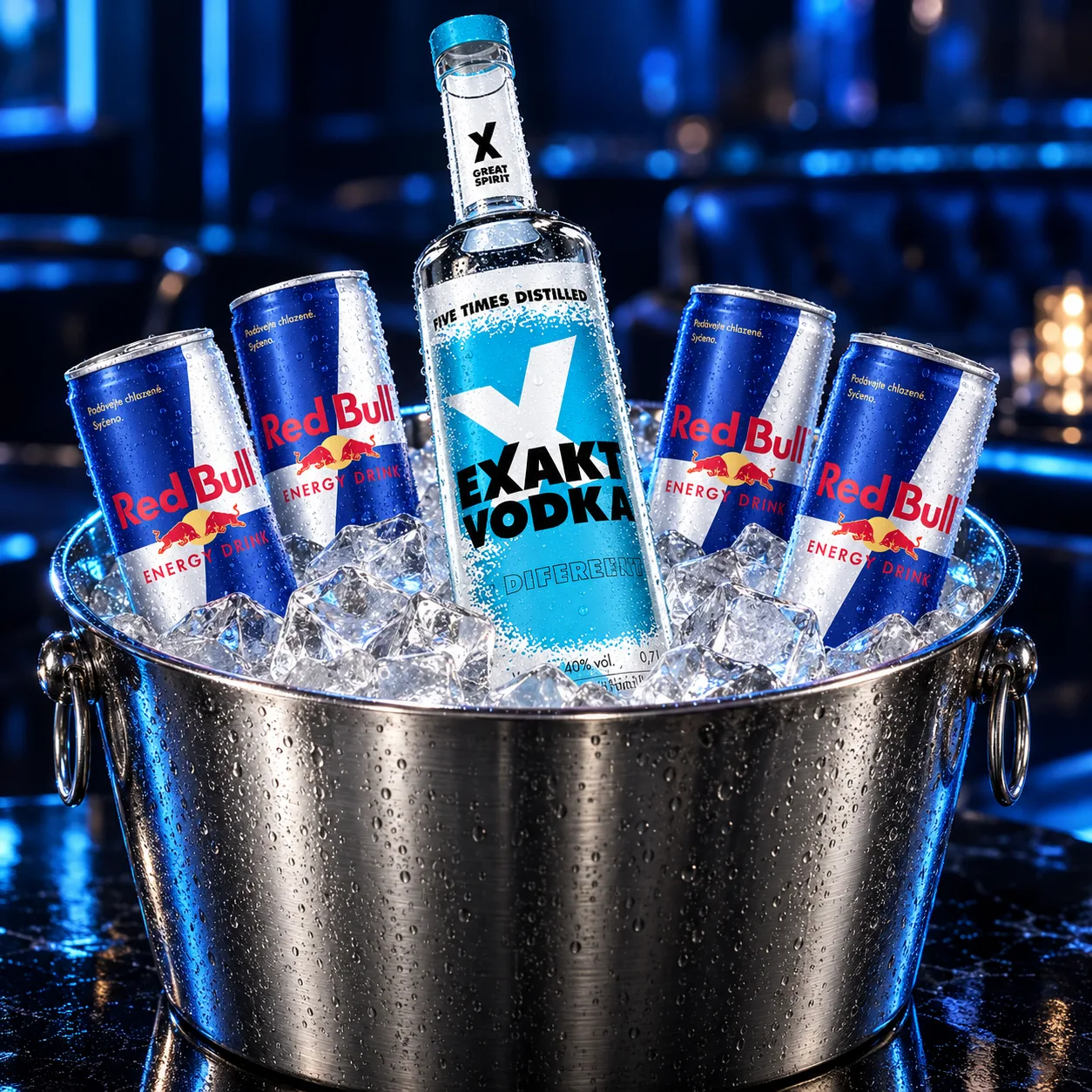 Exakt Vodka mit 4x Red Bull