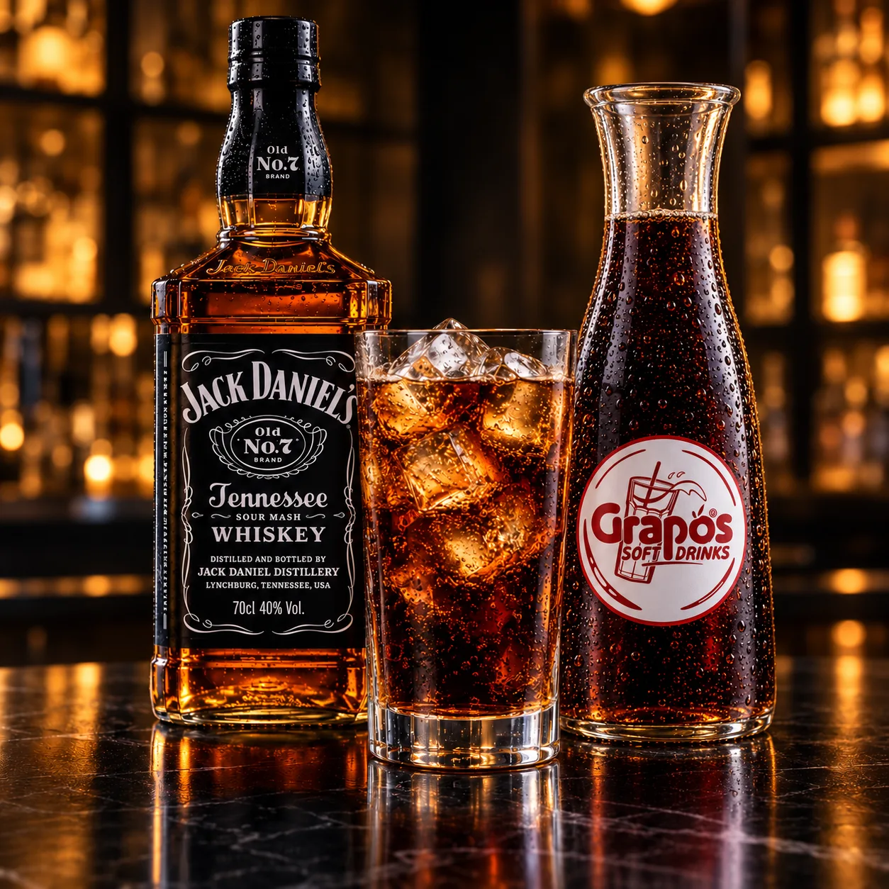 Flasche Jack Daniels mit Crapos Cola