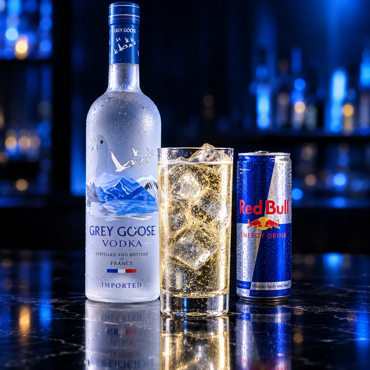 Grey Goose 0,7l mit 4x Red Bull